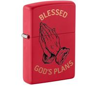 Zippo Lighter, Metal, Red Matte-Blessed Gods Plans, One Size
