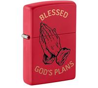 Zippo Lighter, Metal, Red Matte-Blessed Gods Plans, One Size