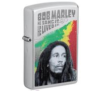 Zippo Windproof Lighter, Bob Marley Design - Satin Chrome, Lustre Colour Image - Refillable, Reusable, Windproof Design - Comes in Gift Box - Made in USA