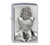 Zippo Windproof Lighter - Bondage Girl - Brushed Chrome - Emblem - Refillable for Lifetime Use - Adjustable Flame - Gift Box - Metal Construction - Made in USA