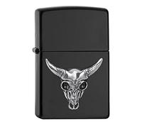 Zippo Bull Skull Emblem, Metal, Black Matte, One Size