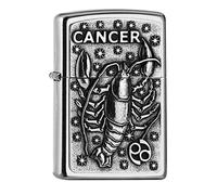 Zippo Windproof Lighter Cancer Emblem Attached Street Chrome Refillable in Quality Gift Box