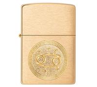 Zippo Windproof Lighter - Cancer Emblem, Zodiac - Brushed Brass Finish - Refillable - Reusable - Windproof - Gift Box - Metal - Made in USA - Amazon Exclusive
