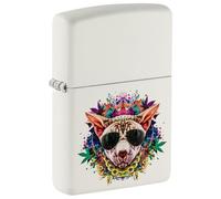 Zippo Windproof Lighter - Canna at Design - White Matte Finish with Colour Image - Refillable - Reusable - Windproof Design - Gift Box - Made in USA