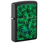 Zippo Windproof Lighter, Cannabis Design - Matt Black, Black Light - Refillable, Reusable, Windproof Design - Comes in Gift Box - Made in USA