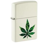 Zippo Windproof Lighter - Canna low Model - White with Color Image, Glow-in-the-Dark Finish - Refillable - Reusable - Windproof Design - Gift Box - Made in USA