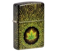 Zippo Windproof Lighter - Cannabis, 540° Tumbled Brass, Fusion - Refillable - Reusable - Windproof Design - Gift Box - Made in USA