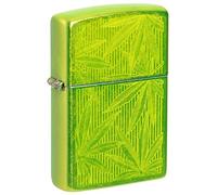 Zippo - Windproof Lighter, Cannabis Leaves, Lurid, Iced, Refillable, Reusable, Windproof Design, Gift Box, Made in the USA