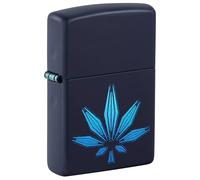 Zippo Windproof Lighter - Cannabis, Navy Mat, Black Light - Refillable - Reusable - Windproof Design - Gift Box - Made in USA