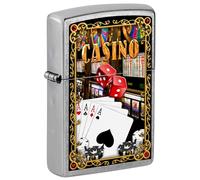 Zippo Windproof Lighter - Casino Slots, Street Chrome, Colour Image - Refillable - Reusable - Windproof Design - Gift Box - Made in USA