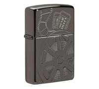 Zippo Windproof Lighter, Celebrating Movies Design - Brushed Black Chrome, Deep Carve Laser Engrave - Refillable, Reusable, Windproof Design - Comes in Gift Box - Made in USA