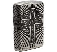 Zippo - Windproof Lighter, Celtic Cross, Antique Silver, MultiCut, Refillable, Reusable, Windproof Design, Gift Box, Made in the USA
