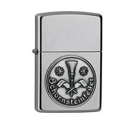 Zippo Windproof Lighter - Chimney, Street Chrome, Emblem - Refillable - Reusable - Windproof Design - Gift Box - Made in USA