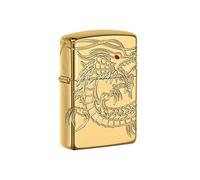 Zippo Armor Chinese Dragon Windproof Pocket Lighter - High Polish Gold Plate