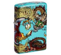 Zippo Windproof Lighter, Chinese Dragon Phoenix Design - 540°, Colour Image - Refillable, Reusable, Windproof Design - Comes in Gift Box - Made in USA