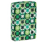 Zippo Windproof Lighter-Clover Design Glow-in-The-Dark-Refillable for Lifetime Use-Gift Box-Metal Construction-Made in USA, Green, One Size
