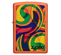 Zippo Windproof Lighter - Colorful Abstract - Orange Matte Finish with Colour Image - Refillable - Reusable - Windproof Design - Gift Box - Made in USA