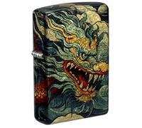Zippo Windproof Lighter Flying Dragon – 540° Tumbled Brass, Refillable, Gift Box, Made in USA