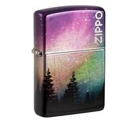 Zippo Windproof Lighter, Colourful Sky Design - 540° Tumbled Chrome - Refillable, Reusable, Windproof Design - Comes in Gift Box - Made in USA