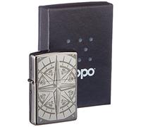 Zippo - Windproof Lighter, Compass, Black Ice, Laser/Auto Engrave, Refillable, Reusable, Windproof Design, Gift Box, Made in the USA