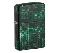 Zippo Windproof Lighter, Computer Hacker Cyberpunk Matrix Pattern Design - 540° Glow-in-the-Dark - Refillable, Reusable, Windproof Design - Comes in Gift Box - Made in USA