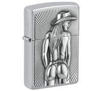 Zippo Windproof Lighter - Cow Girl, High Polish Chrome, Emblem - Refillable - Reusable - Windproof Design - Gift Box - Made in USA