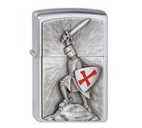 Zippo Windproof Lighter| Metal Long Lasting Zippo Lighter |Best with Zippo Lighter Fluid| Refillable Lighter| Perfect for Cigarettes Cigars Candles |Pocket Lighter Fire Starter |Crusade Victory Emblem