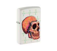 Zippo Lighter, Metal, White Matte Cyber Skull