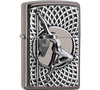 Zippo Windproof Lighter - Dance Girl, Black Ice, Emblem - Refillable - Reusable - Windproof Design - Gift Box - Made in USA