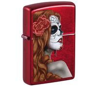 Zippo Windproof Lighter - Day of Dead Woman - Candy Apple Red - Colour Image - Refillable - Reusable - Gift Box - Made in USA