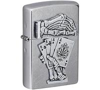 Zippo Windproof Lighter - Dead Mans Hand - Street Chrome - Refillable for Lifetime Use - Adjustable Flame - Gift Box - Metal Construction - Made in USA