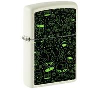 Zippo Windproof Lighter, Doodle Canna low-in-the-Dark, Colour Image, Refillable, Reusable, Windproof Design, Gift Box, Made in USA