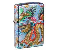 Zippo Windproof Lighter, Dragon Design - 540° Tumbled Chrome, Fusion - Refillable, Reusable, Windproof Design - Comes in Gift Box - Made in USA