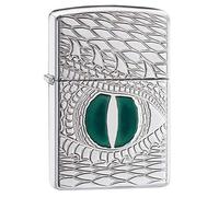Zippo Windproof Lighter - Dragon Eye - Silver - High Polish Chrome Finish - Deep Carve-Epoxy Inlay - Refillable - Reusable - Gift Box - Made in USA