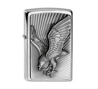 Zippo Windproof Lighter - Eagle - Street Chrome & Emblem - Refillable for Lifetime Use - Adjustable Flame - Gift Box - Metal Construction - Made in USA