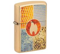 Zippo Windproof Lighter, Elements of Earth Design - High Polished Brass, Fusion - Refillable, Reusable, Windproof Design - Comes in Gift Box - Made in USA