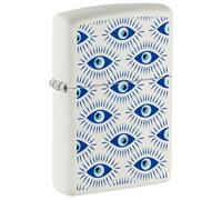 Zippo Windproof Lighter, Evil Eye, White Mat, Colour Image, Refillable, Reusable, Windproof Design, Gift Box, Made in USA