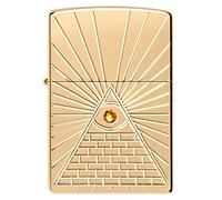 Zippo Windproof Lighter - Eye of Providence - Armor High Polish Brass Finish - Gold, Deep Carve & Crystal - Refillable - Reusable - Windproof - Made in USA