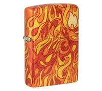 Zippo Windproof Lighter, Fire Zippo Design - 540° Tumbled Brass, Fusion - Refillable, Reusable, Windproof Design - Comes in Gift Box - Made in USA