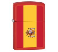 Zippo Windproof Lighter, Flag of Spain, Red Matte, Colour Image, Refillable, Reusable, Windproof Design, Gift Box, Made in USA