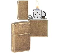 Zippo Lighter, Metal, Antique Brass-No Logo, One Size