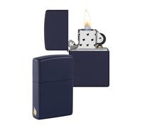 Zippo Windproof Lighter - Flame Logo - Navy Blue Matte Finish - Refillable for Lifetime Use - Adjustable Flame - Gift Box - Metal Construction - Made in USA