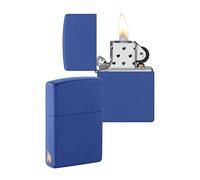 Zippo Windproof Lighter - Flame Logo - Royal Blue Matte Finish - Refillable for Lifetime Use - Adjustable Flame - Gift Box - Metal Construction - Made in USA