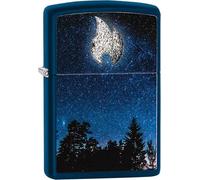 ZIPPO - Windproof Lighter, Flame Moon Design, Texture Print, Royal Blue Matte, Refillable, In Gift Box