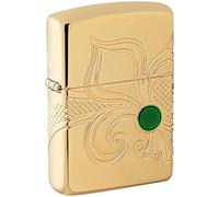 Zippo Lighter, Brass, Armor High Polish Gold-Fleur-De-Lis Design, One Size