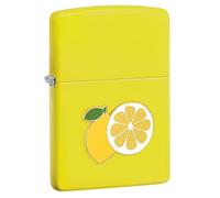 Zippo Windproof Lighter - Foodie Lemon, Lemon Yellow Mat, Emblem - Refillable - Reusable - Windproof Design - Gift Box - Made in USA