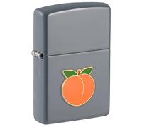 Zippo Windproof Lighter - Foodie Peach, Flat Grey, Emblem - Refillable - Reusable - Windproof Design - Gift Box - Made in USA