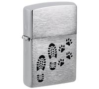 Zippo Windproof Lighter - Footprints Design - Refillable - Gift Box - Metal - Made in USA