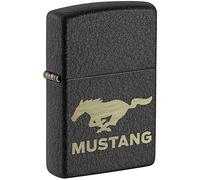 Zippo Windproof Lighter - Ford Mustang - Black Crakle - Refillable, Lifetime Use - Adjustable Flame - Gift Box - One Box - Metal Construction - Made in USA
