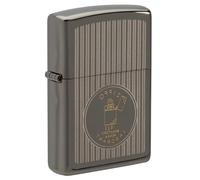 Zippo Windproof Lighter, Founder's Day Design - Black Ice, Laser Two-Tone - Refillable, Reusable, Windproof Design - Comes in Gift Box - Made in USA